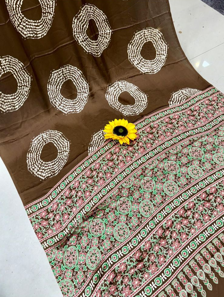 Semi Modal Saree in Brown colour