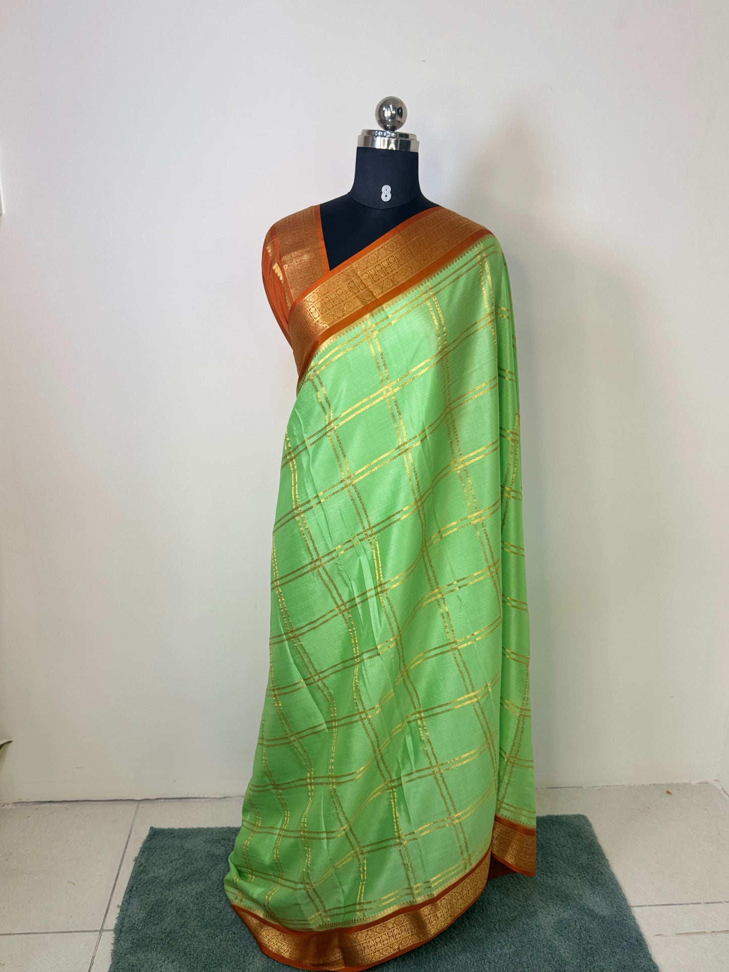Pure Mysore Silk with Checks Pattern