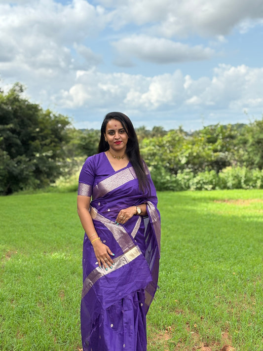 BANARAS COTTON SAREE IN PURPLE COLOUR