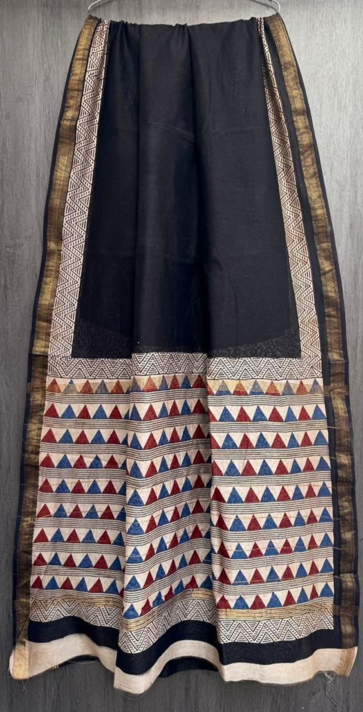 Maheshwari Silk Saree - Black