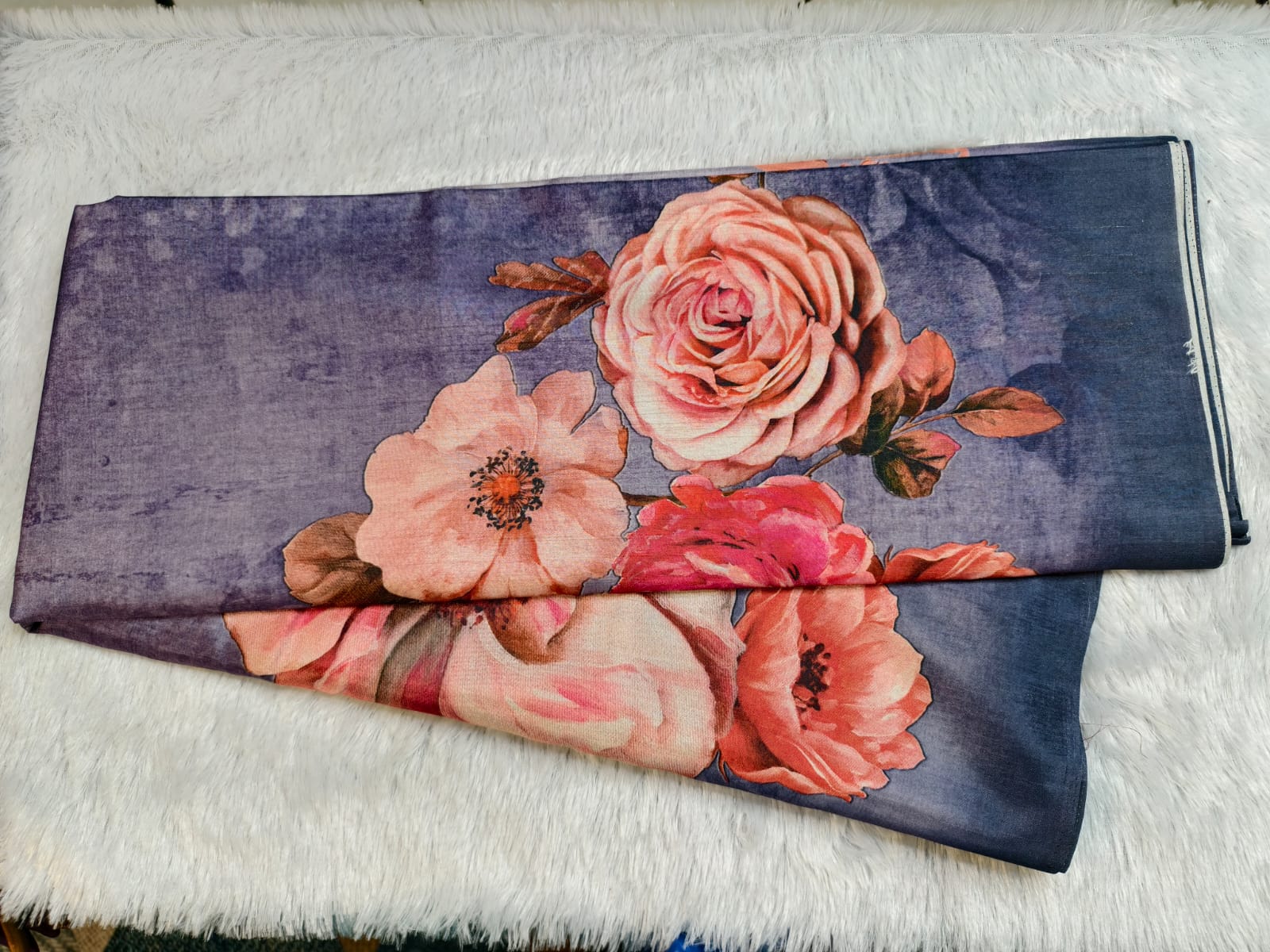 Tussar Silk Saree with Pichwai Prints - Violet colour