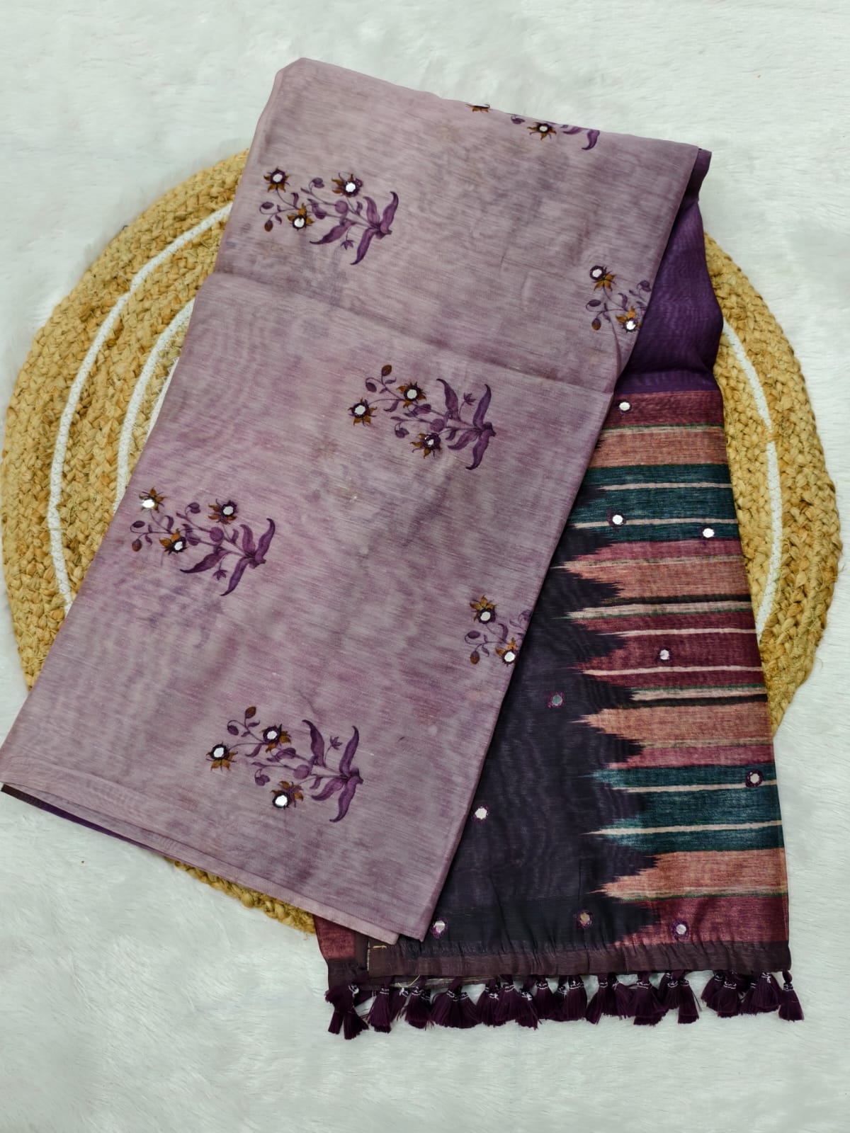 Chanderi Cotton Saree - Purple