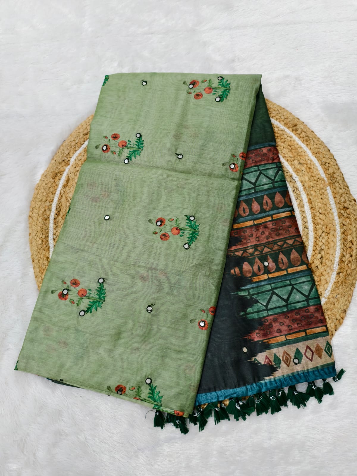 Chanderi Cotton Saree - Green