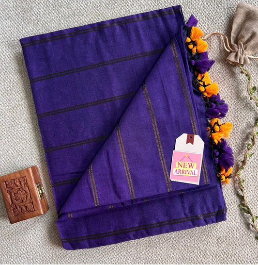 Khadi Cotton Saree in Purple Colour