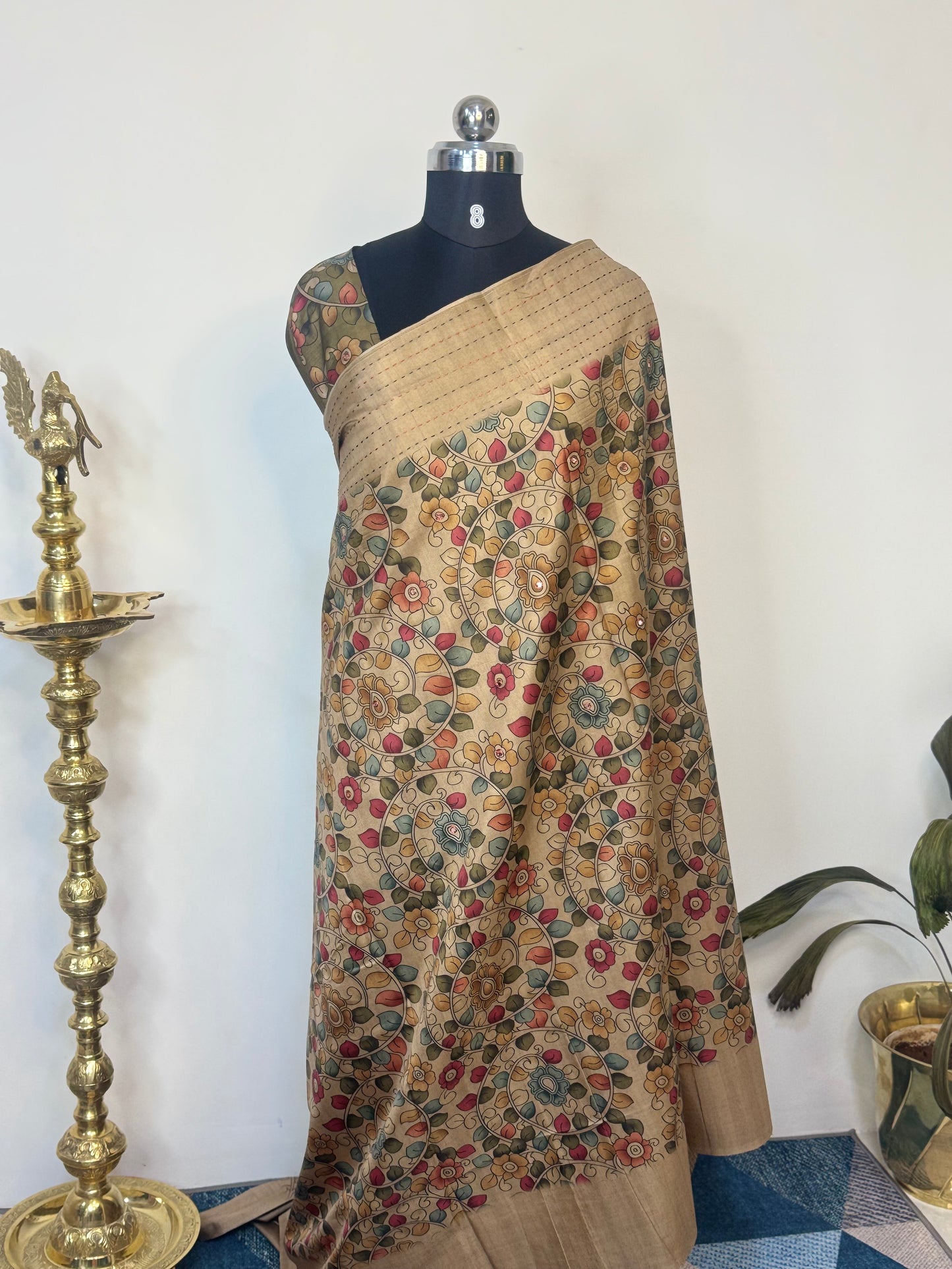 Cotton Saree with Kalamkari Print