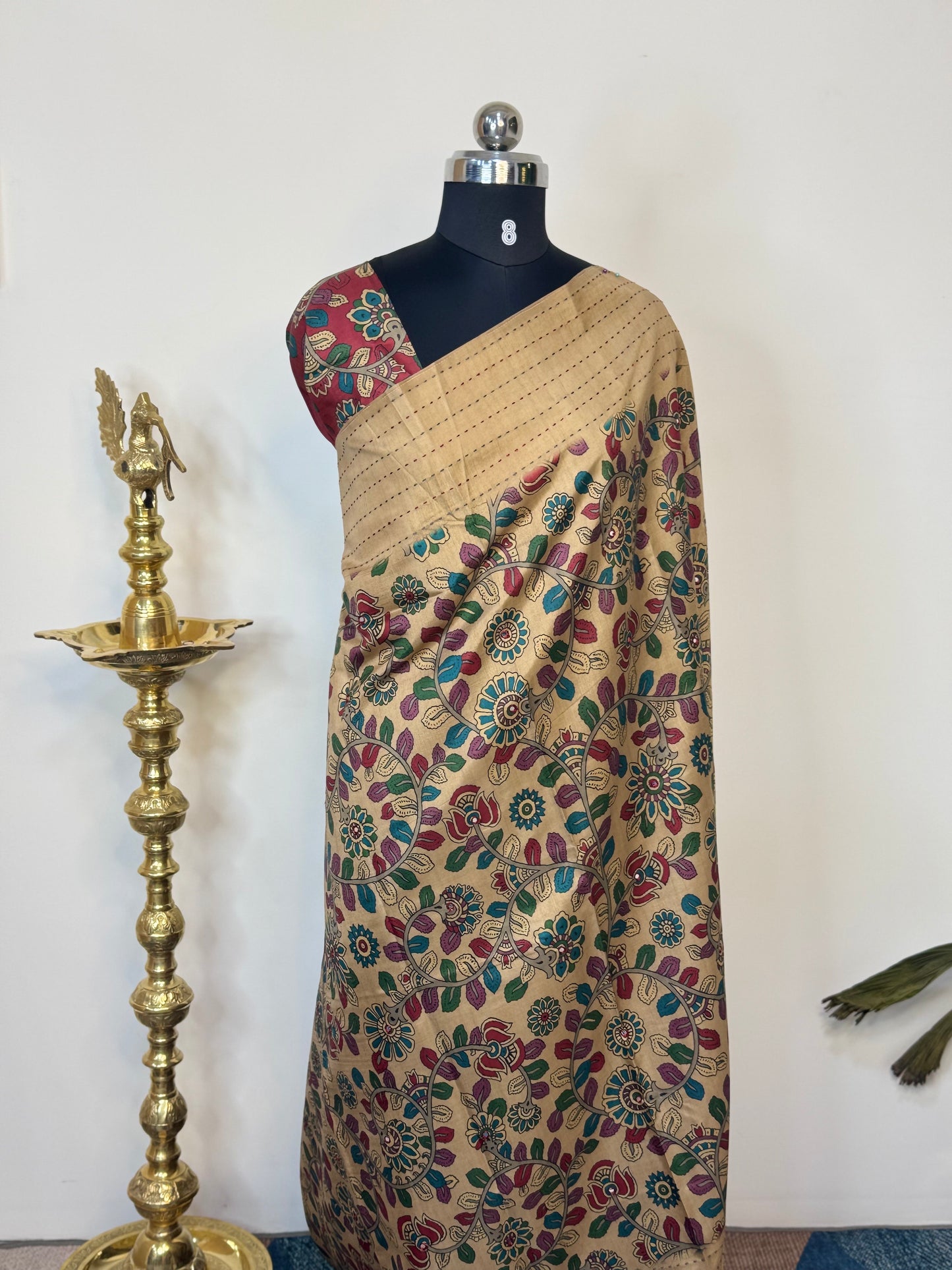 Cotton Saree with Kalamkari Print
