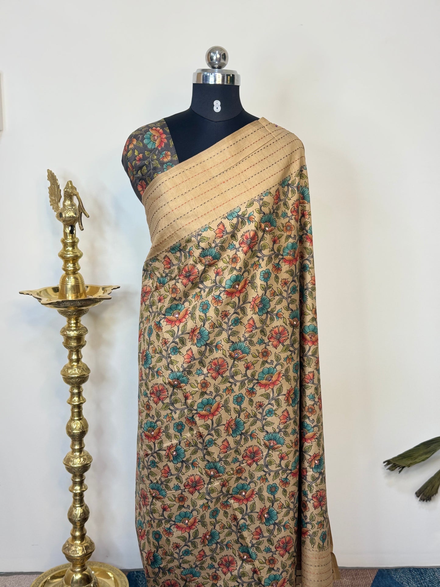 Cotton Saree with Kalamkari Print