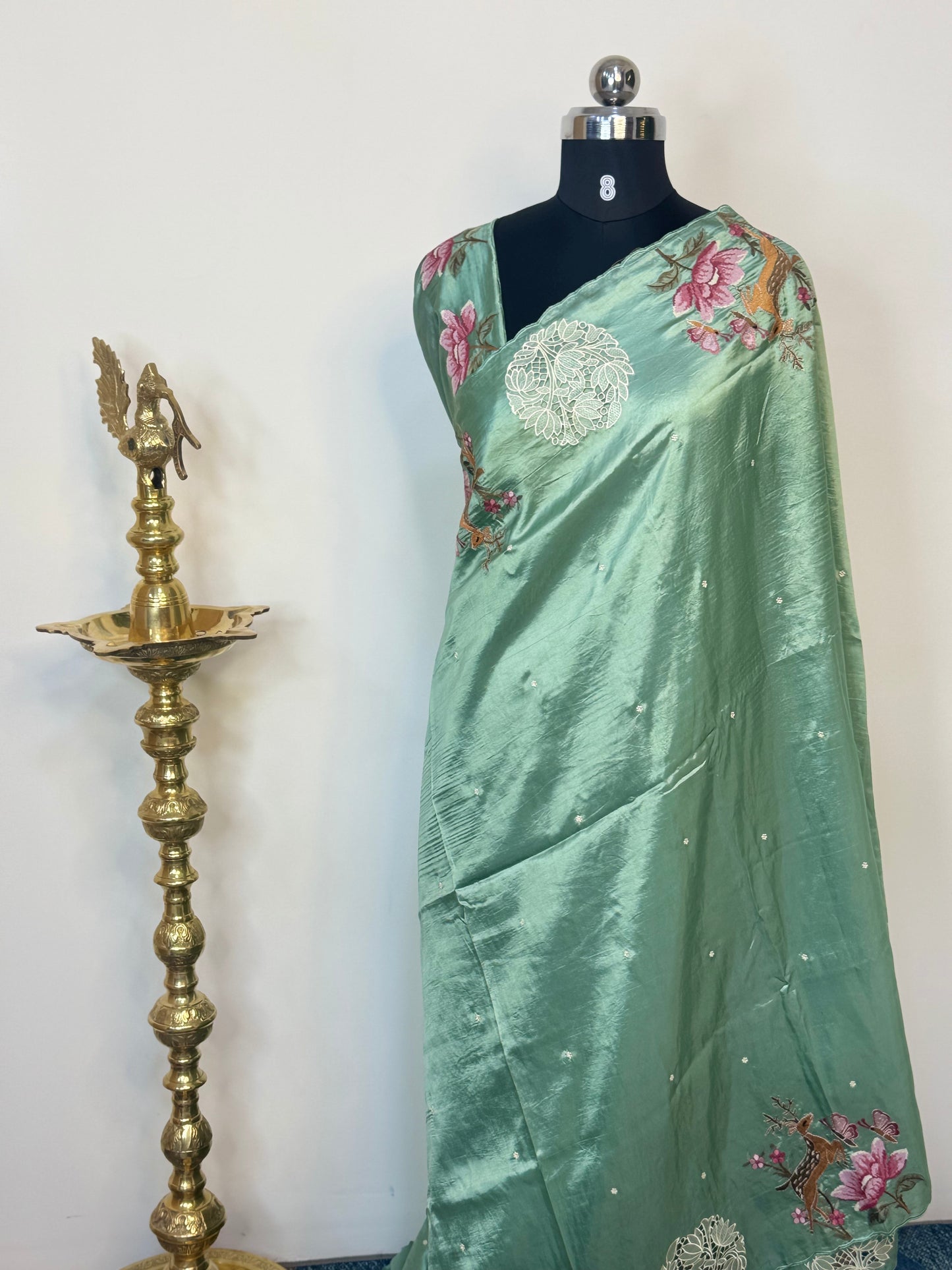 Raw Silk Saree with cut work