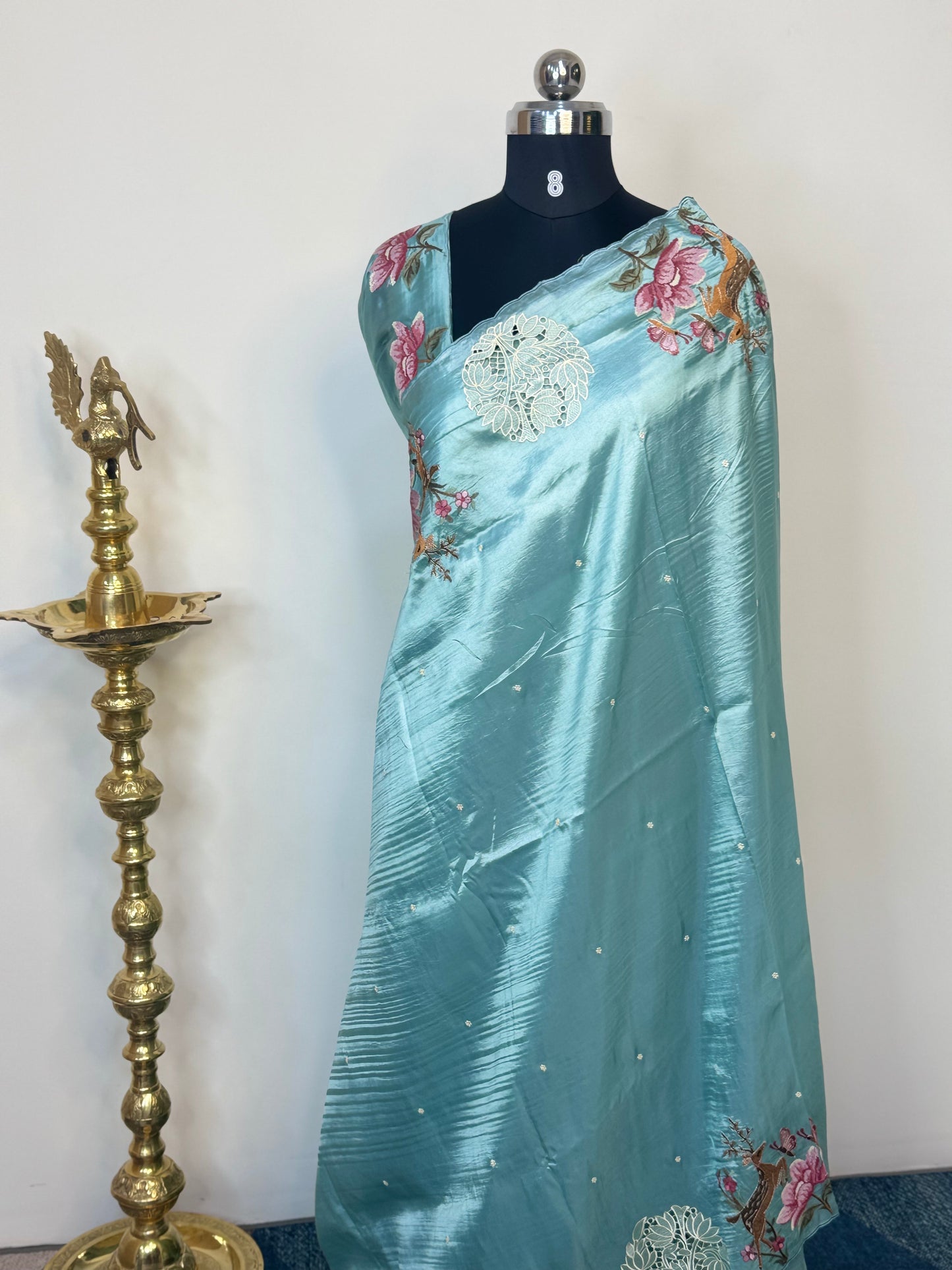 Raw Silk Saree with cut work