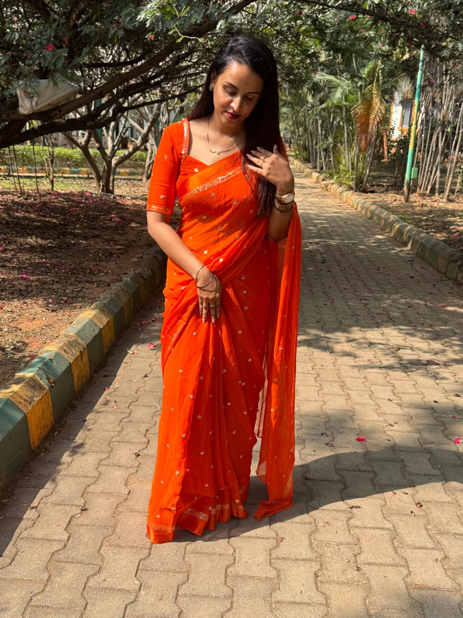 gorgeous orange saree gs 1 gorgeous orange saree gs 1