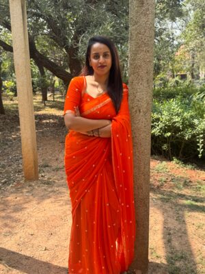 gorgeous orange saree gs 1