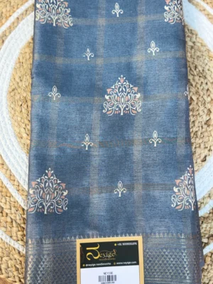 cotton silk saree ash blue