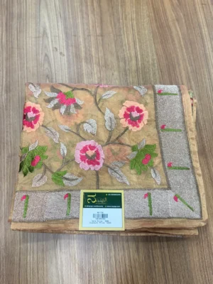 pure tissue silk saree orange