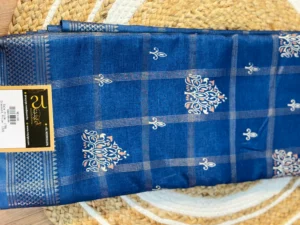 cotton silk saree ash blue