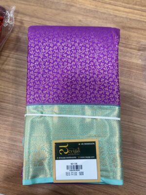 semi kanchi silk purple&green