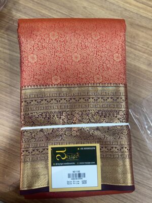 semi kanchi silk orange&brown