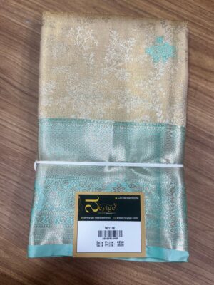 semi kanchi silks cream&blue