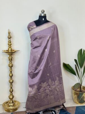 Home tussar silk sarees purple