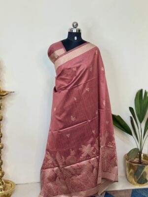Home tussar silk sarees pink