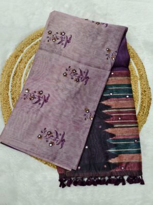 chanderi cotton saree purple
