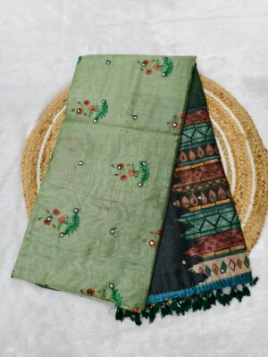 chanderi cotton saree green
