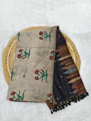 chanderi cotton saree dark brown