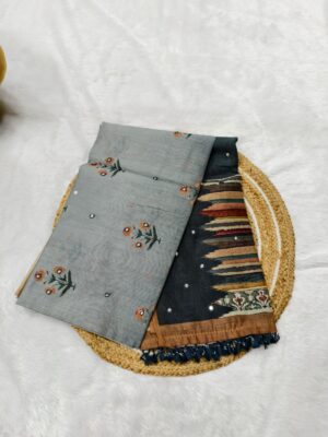 chanderi cotton saree grey